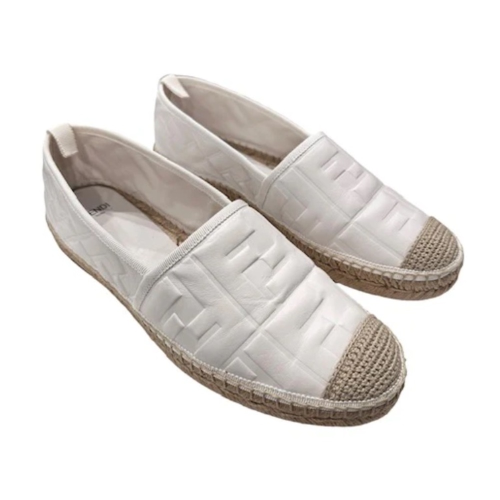 Fendi FF Leather Flat Espadrilles - Size 39 (New)